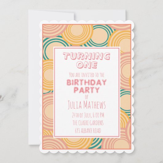 Psychedelic Circles Retro Print Uitnodiging (Voorkant)