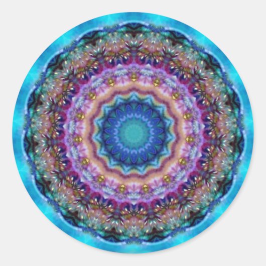 PSYCHEDELIC CIRCLL blauw roze turquase violet Ronde Sticker (Voorkant)