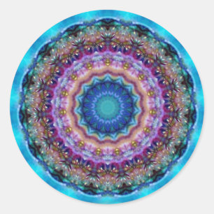 PSYCHEDELIC CIRCLL blauw roze turquase violet Ronde Sticker