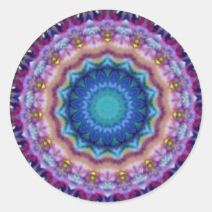 PSYCHEDELIC CIRCLL blauw roze turquase violet Ronde Sticker