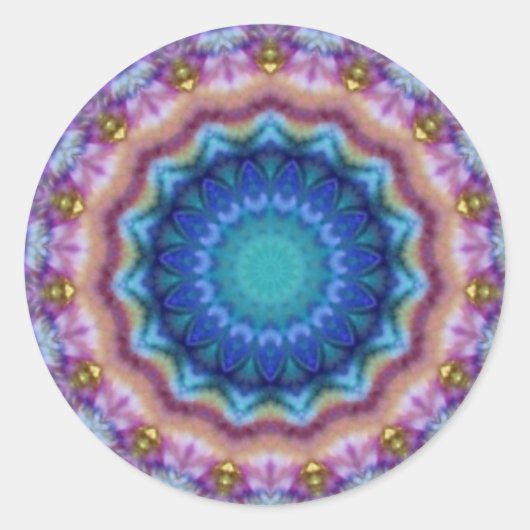 PSYCHEDELIC CIRCLL blauw roze turquase violet Ronde Sticker (Voorkant)