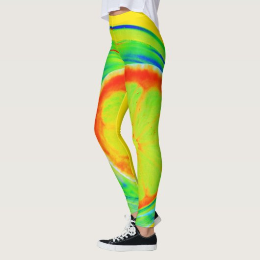 Psychedelic Citrus Bright Colorful Leggings (Links)