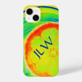 Psychedelic Citrus Pop Art met Initialen iPhone Hoesje (Achterkant)
