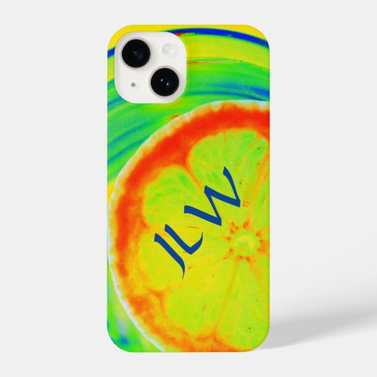 Psychedelic Citrus Pop Art met Initialen iPhone Hoesje (Achterkant)