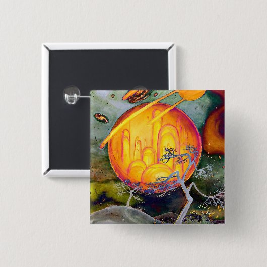 Psychedelic City Vierkante Button 5,1 Cm (Voorkant /achterkant)