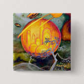 Psychedelic City Vierkante Button 5,1 Cm (Voorkant)