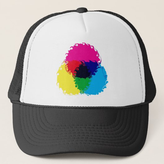 Psychedelic CMYK Trucker Pet (Voorkant)