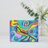Psychedelic Cockerel: Kleurrijke strident cockerel Briefkaart (Staand voorkant)