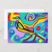 Psychedelic Cockerel: Kleurrijke strident cockerel Briefkaart (Voorkant / Achterkant)