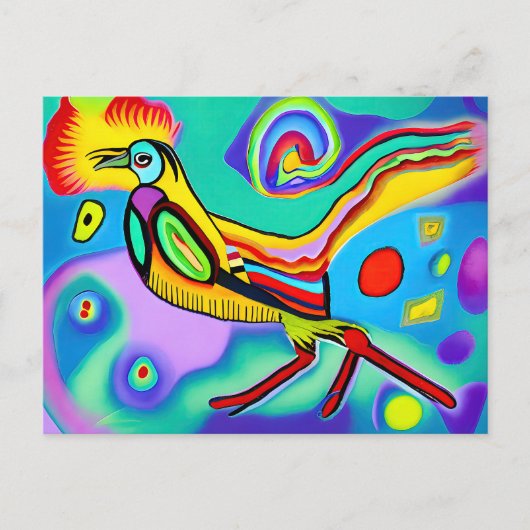 Psychedelic Cockerel: Kleurrijke strident cockerel Briefkaart (Voorkant)