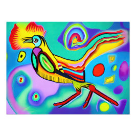 Psychedelic Cockerel: Kleurrijke strident cockerel Foto Afdruk