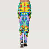 Psychedelic Cockerel: Kleurrijke strident cockerel Leggings (Achterkant)