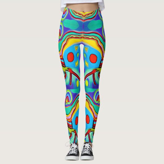 Psychedelic Cockerel: Kleurrijke strident cockerel Leggings (Voorkant)