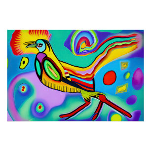 Psychedelic Cockerel: Kleurrijke strident cockerel Perfect Poster