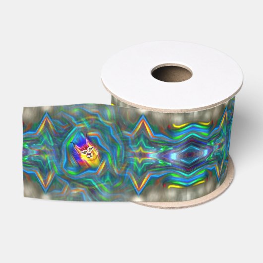 Psychedelic Color Flow Lynx-portret Grosgrain Lint (Spoel)
