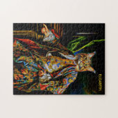 Psychedelic Colorful Abstract Fantasy Cat Legpuzzel (Horizontaal)