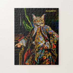 Psychedelic Colorful Abstract Fantasy Cat Legpuzzel