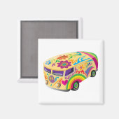 Psychedelic Colorful Bus Summer of Love Magneet (Voorkant / Achterkant)