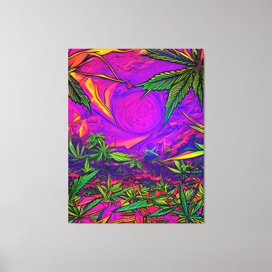 Psychedelic Colorful Cannabis Canvas Afdruk (Voorkant)