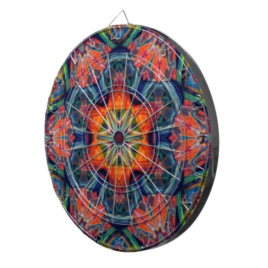 Psychedelic Colorful Kaleidoscope Patroon Dartbord (Voorkant Rechts)