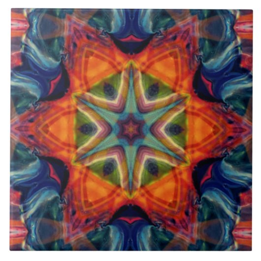 Psychedelic Colorful Kaleidoscope Patroon Tegeltje (Voorkant)