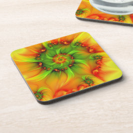 Psychedelic Colorful Modern Abstract Fractal Art Bier Onderzetter