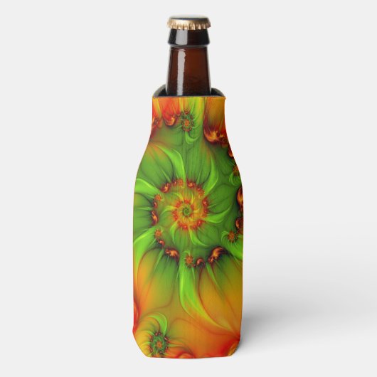 Psychedelic Colorful Modern Abstract Fractal Art Flesjeskoeler (Fles Voorkant)