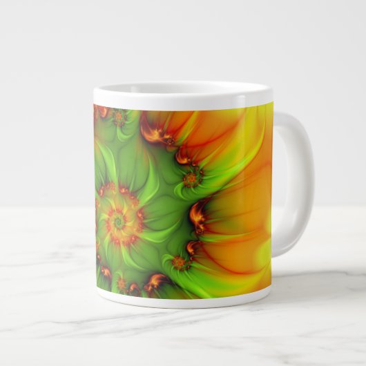 Psychedelic Colorful Modern Abstract Fractal Art Grote Koffiekop (Voorkant rechts)
