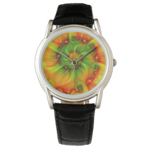 Psychedelic Colorful Modern Abstract Fractal Art Horloge