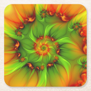 Psychedelic Colorful Modern Abstract Fractal Art Kartonnen Onderzetters