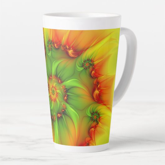 Psychedelic Colorful Modern Abstract Fractal Art Latte Mok (Rechterhoek)