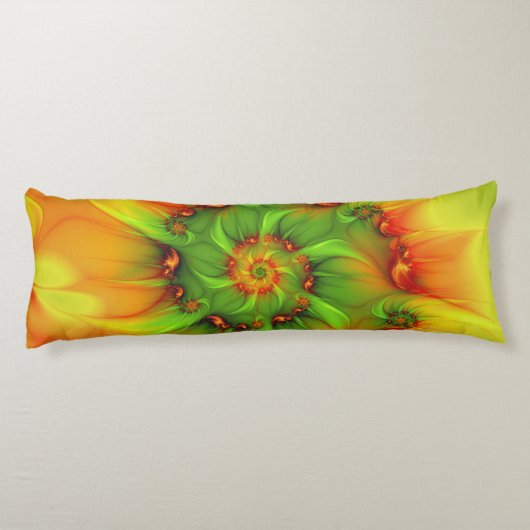 Psychedelic Colorful Modern Abstract Fractal Art Lichaamskussen (Achterkant)