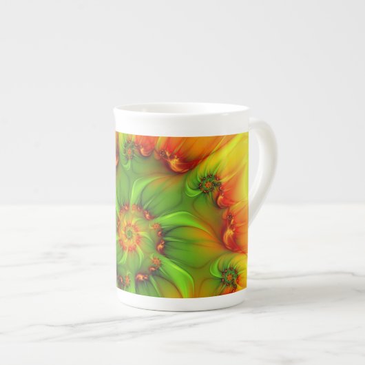 Psychedelic Colorful Modern Abstract Fractal Art Porselein Kop (Voorkant rechts)