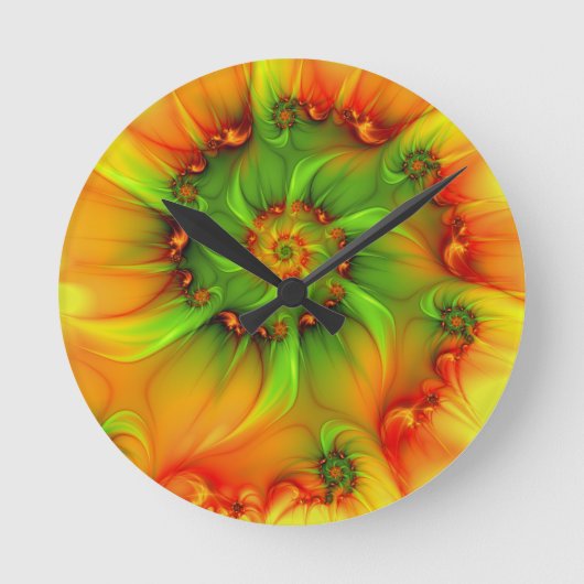 Psychedelic Colorful Modern Abstract Fractal Art Ronde Klok (Voorkant)