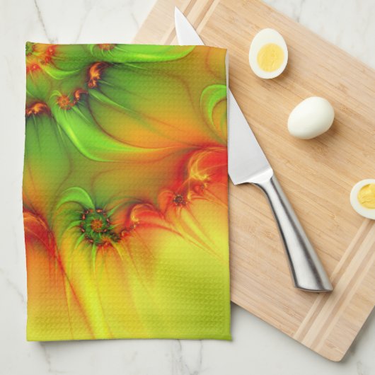 Psychedelic Colorful Modern Abstract Fractal Art Theedoek (Quarter Fold)