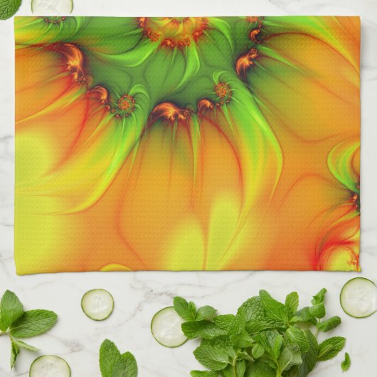 Psychedelic Colorful Modern Abstract Fractal Art Theedoek (Gevouwen)