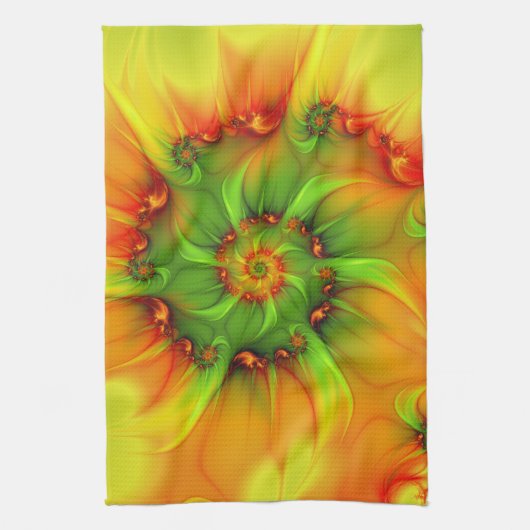 Psychedelic Colorful Modern Abstract Fractal Art Theedoek (Verticaal)