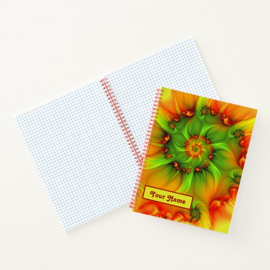 Psychedelic Colorful Modern Abstracte Fractal Name Notitieboek (Binnen)