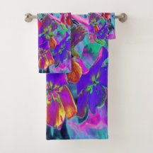 Psychedelic Colorful Red en Purple Flowers