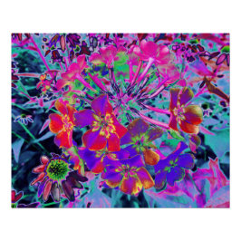 Psychedelic Colorful Red en Purple Flowers Perfect Poster