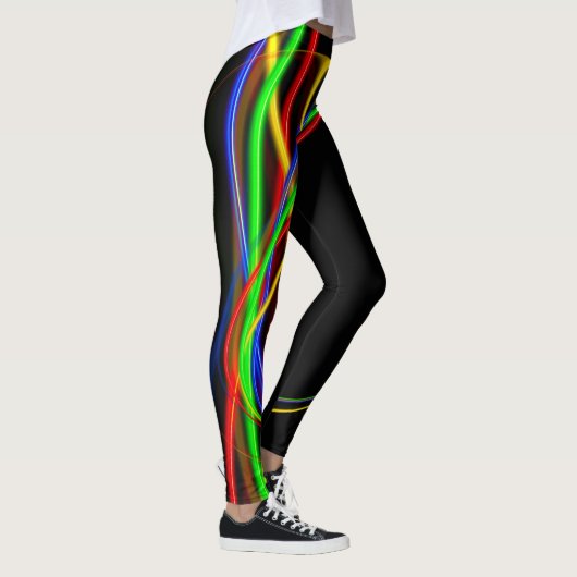 Psychedelic Cool Fractal Neon Glow Abstract Leggings (Rechts)