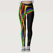 Psychedelic Cool Fractal Neon Glow Abstract Leggings (Voorkant)