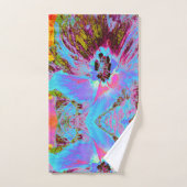 Psychedelic Cornflower Blue en Magenta Hibiscus Bad Handdoek (Handdoek)