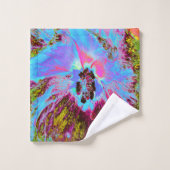 Psychedelic Cornflower Blue en Magenta Hibiscus Bad Handdoek (Wasdoekje)