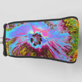 Psychedelic Cornflower Blue en Magenta Hibiscus Golfheadcover (Voorkant)