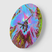 Psychedelic Cornflower Blue en Magenta Hibiscus Grote Klok (Hoek)