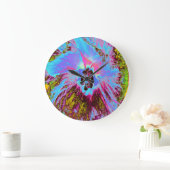 Psychedelic Cornflower Blue en Magenta Hibiscus Grote Klok (Huis)