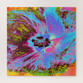 Psychedelic Cornflower Blue en Magenta Hibiscus Legpuzzel (Horizontaal)