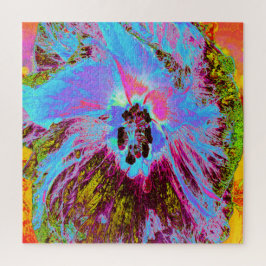 Psychedelic Cornflower Blue en Magenta Hibiscus Legpuzzel