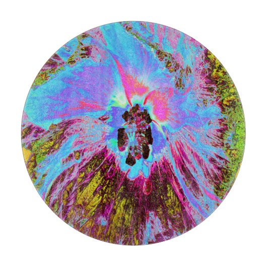 Psychedelic Cornflower Blue en Magenta Hibiscus Snijplank (Voorkant)